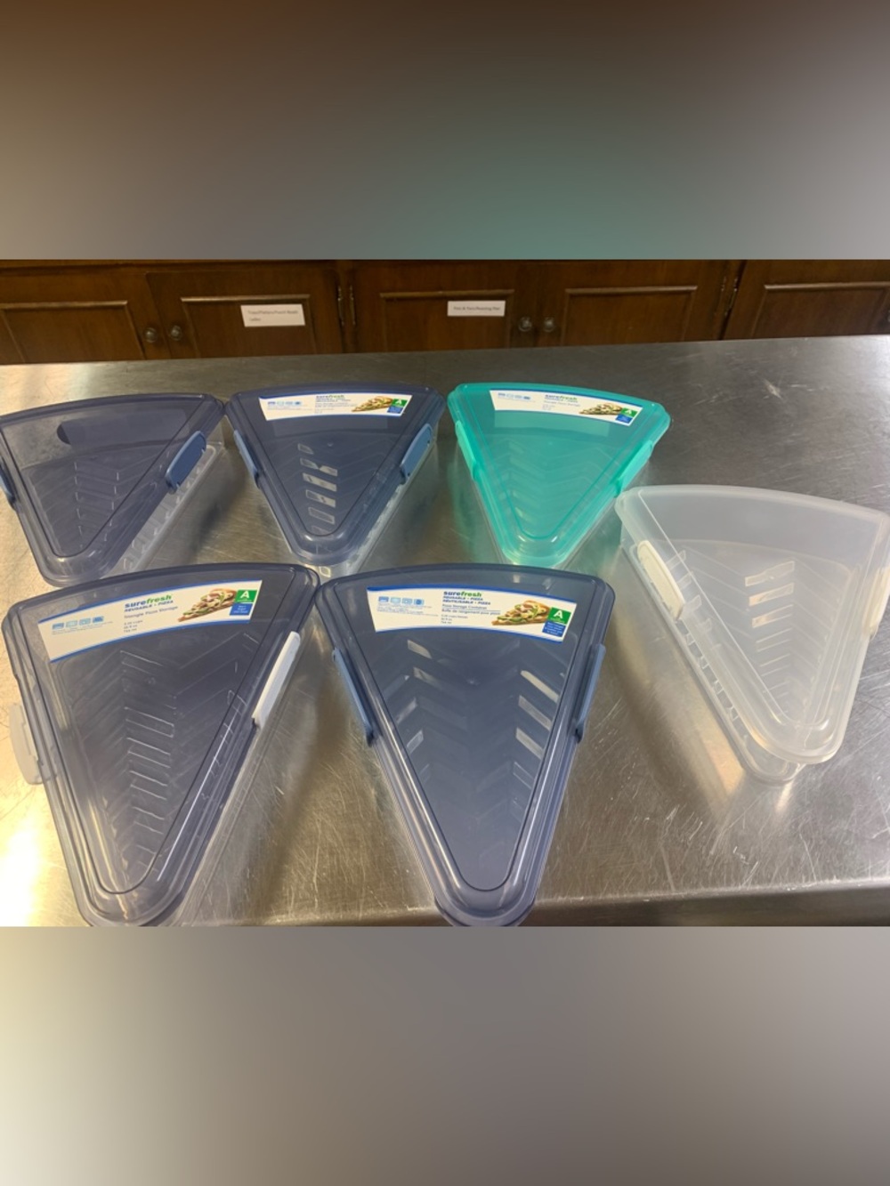 Surefresh Triangular Food Storage Containers - Blue, Teal, Clear (6-Pack)
